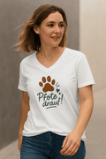 Bio-V-Neck Shirt „Pfote drauf!“ – feminin & fair
