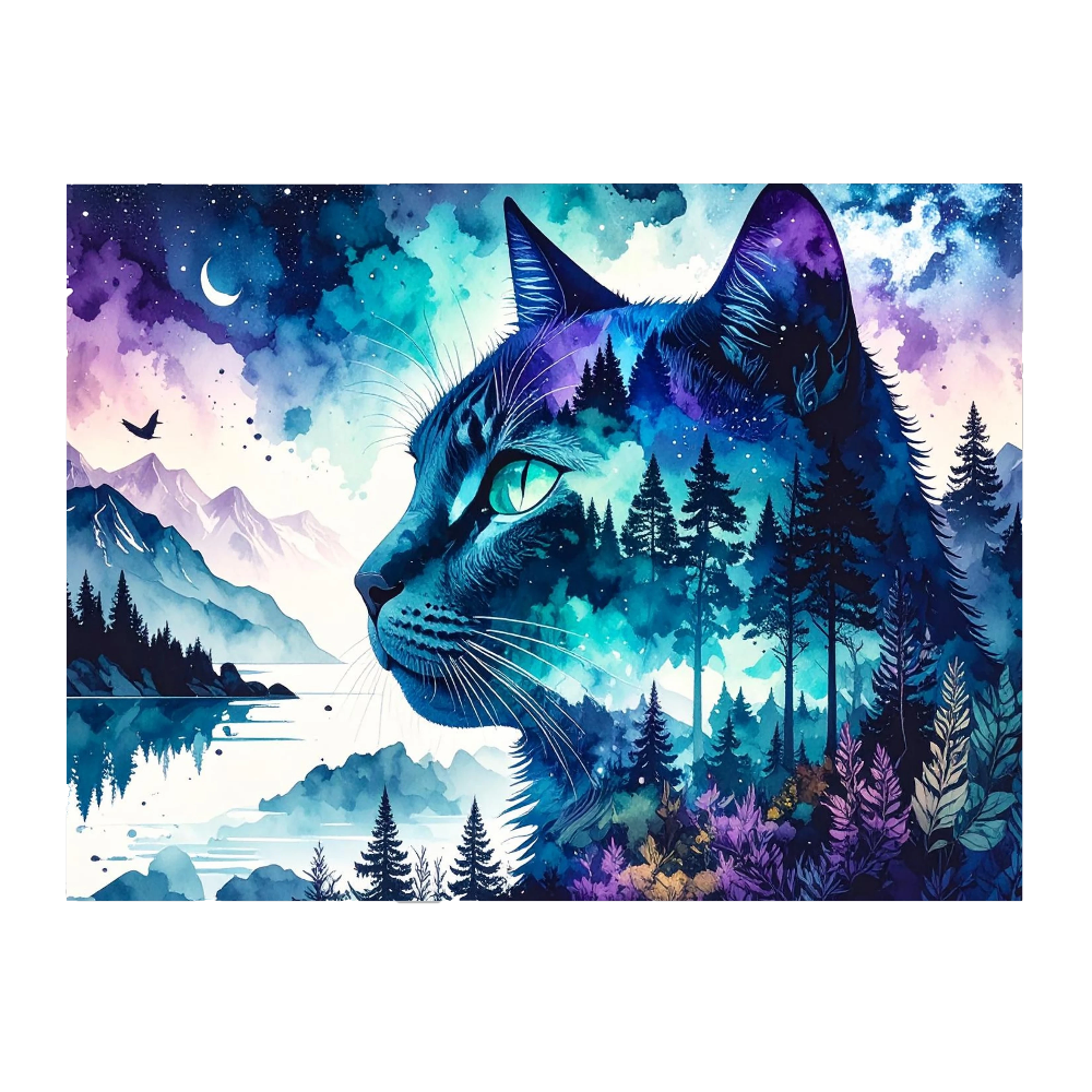 Katze Wandbild Naturmotiv – Magischer Fine Art Kunstdruck für dein Zuhause-petllective