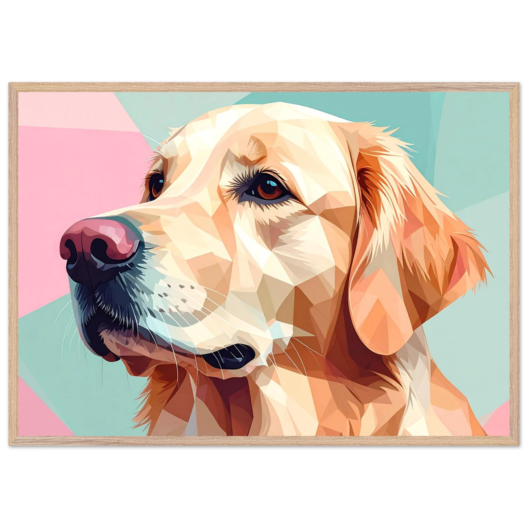 Abstrakter Golden Retriever: Premium-Poster mit Holzrahmen in deinem Wunschformat-petllective