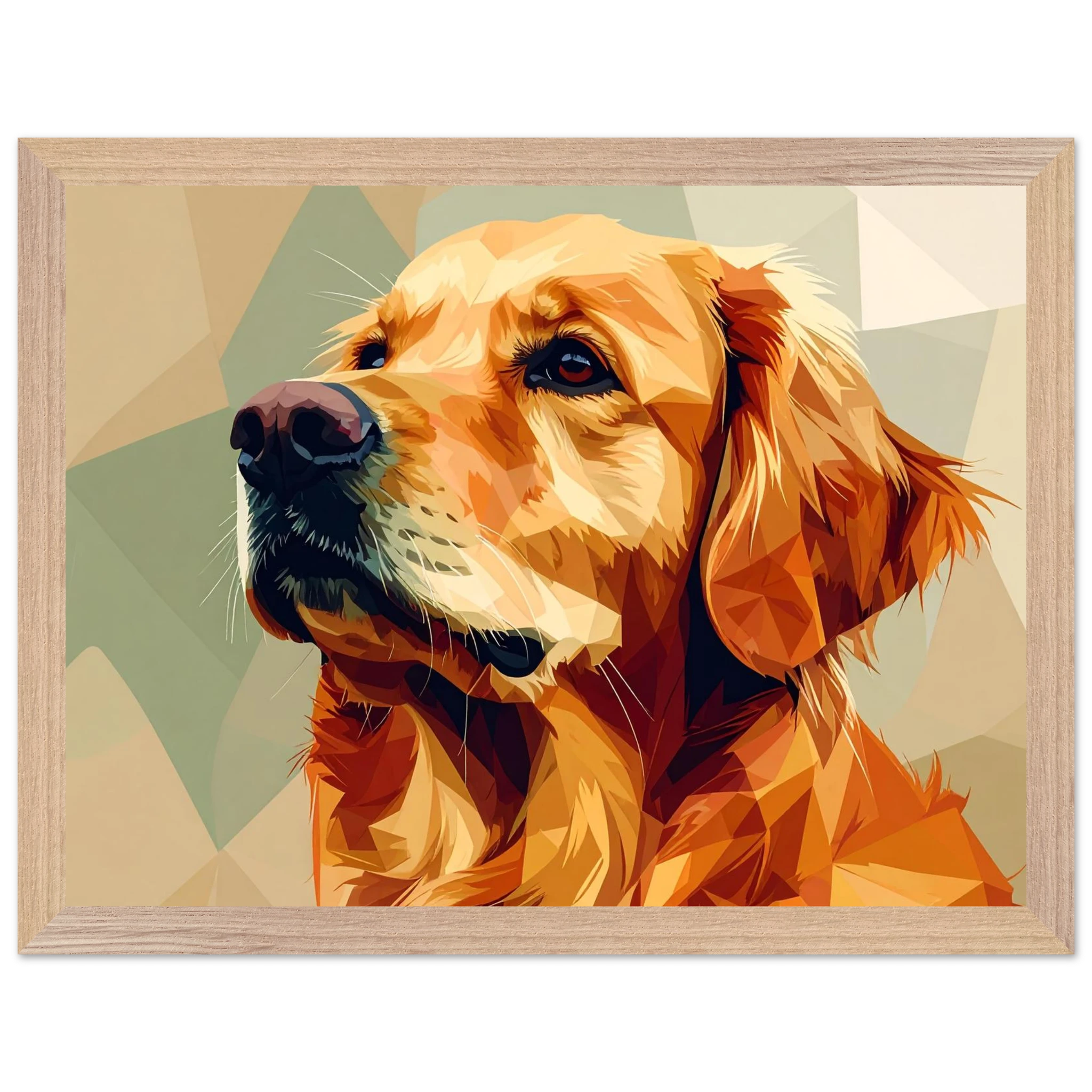 Golden Retriever Pop Art Premium-Poster mit Holzrahmen – Lebendige Wandkunst in deiner Wunschgröße und Rahmenfarbe-petllective