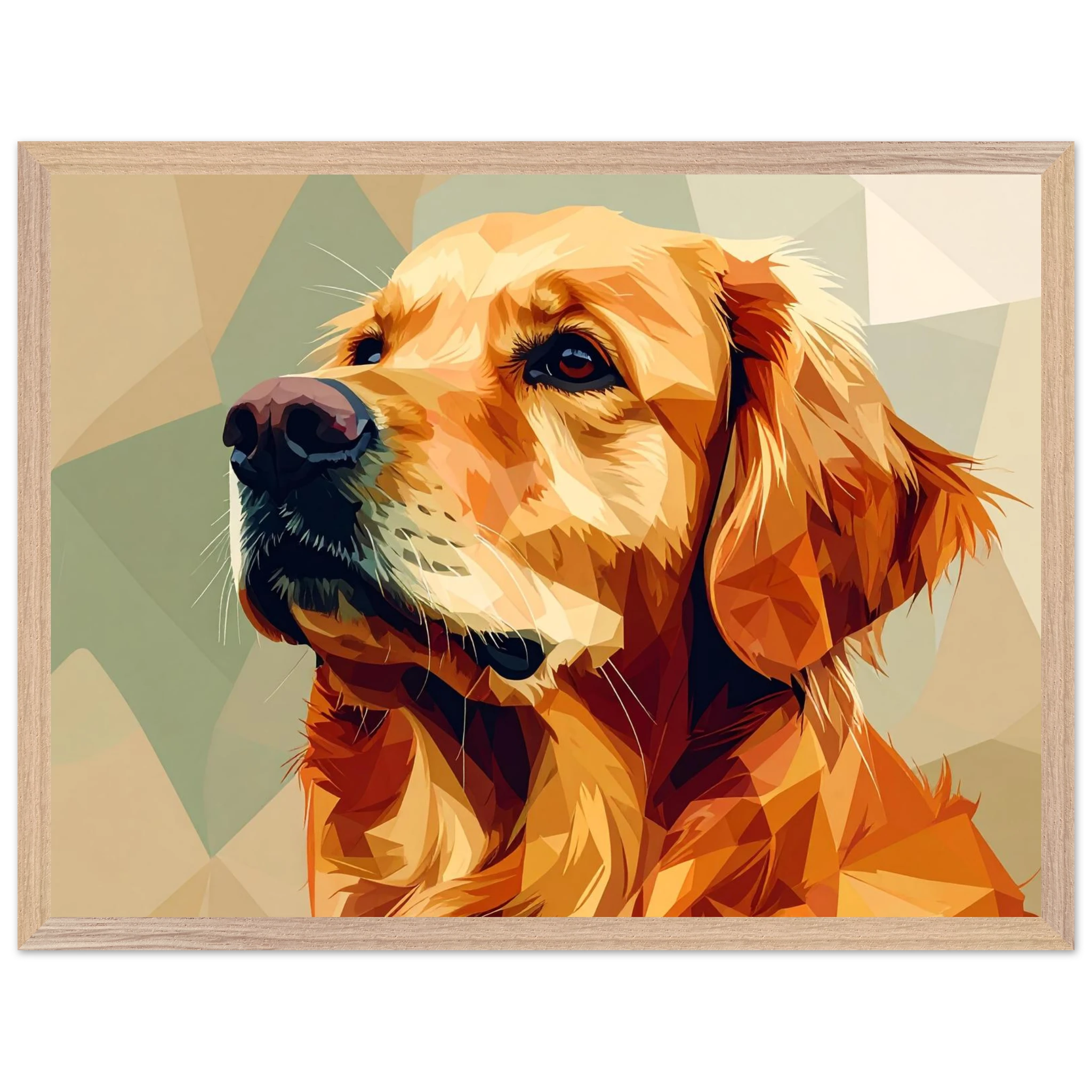 Golden Retriever Pop Art Premium-Poster mit Holzrahmen – Lebendige Wandkunst in deiner Wunschgröße und Rahmenfarbe-petllective