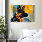 Geometrisches Schäferhund-Porträt: Premium-Poster mit Holzrahmen in deinem Stil-petllective