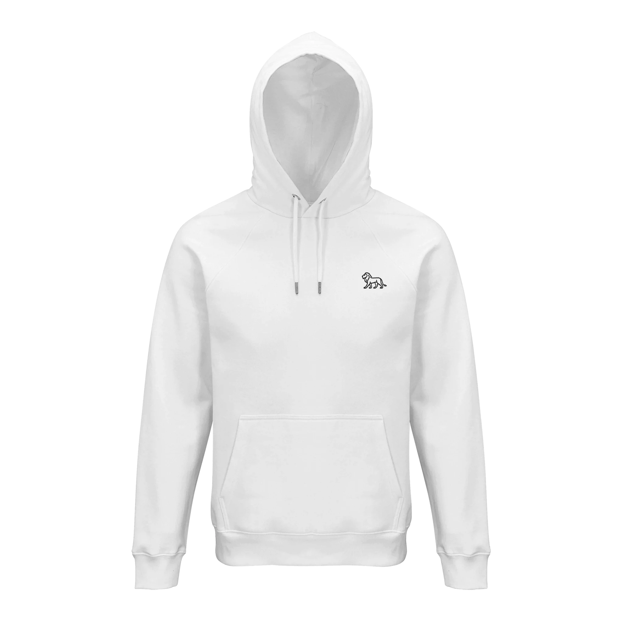 Unisex-Hoodie mit gesticktem Löwe-Emblem auf der Brust, minimalistisches nachhaltiges Design von Petllective