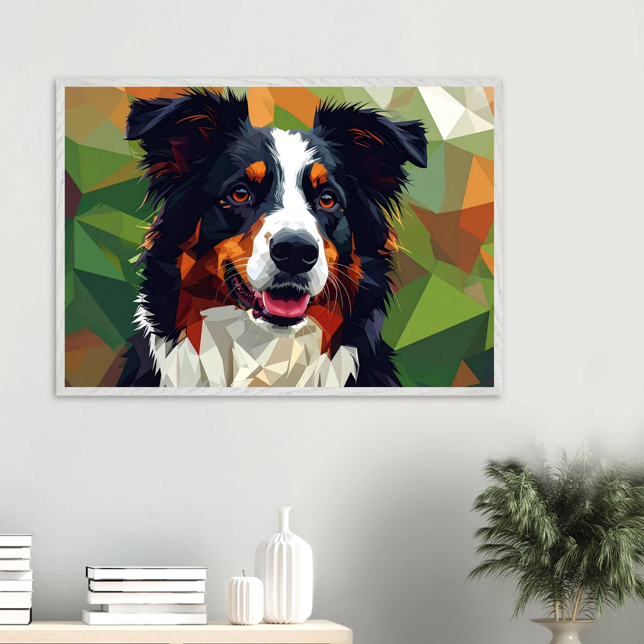 Abstrakter Border Collie Premium-Poster – Lebendige Tierkunst für Ihr Zuhause mit Rahmen nach Wahl-petllective