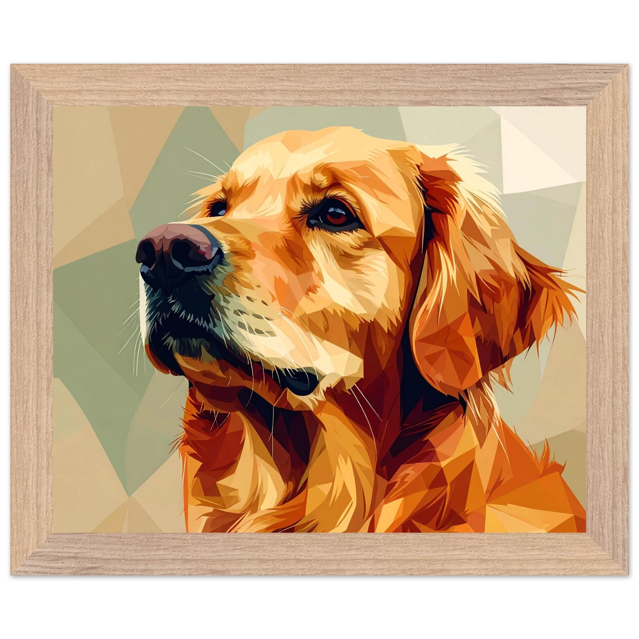 Golden Retriever Pop Art Premium-Poster mit Holzrahmen – Lebendige Wandkunst in deiner Wunschgröße und Rahmenfarbe-petllective