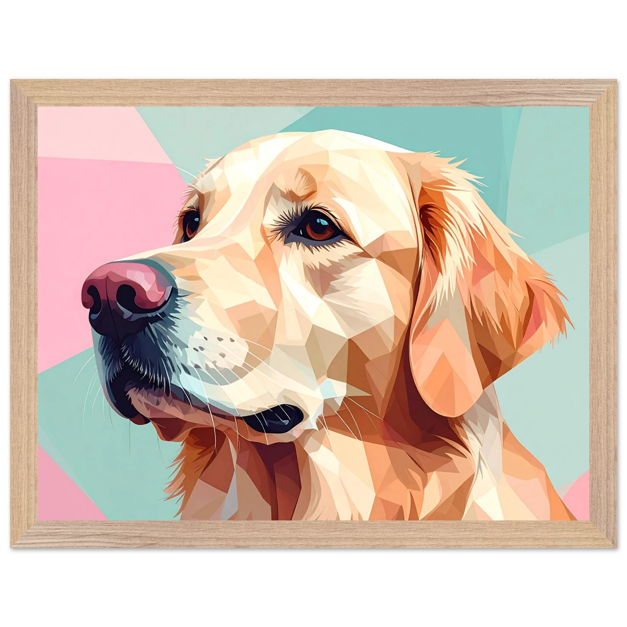 Abstrakter Golden Retriever: Premium-Poster mit Holzrahmen in deinem Wunschformat-petllective