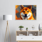 Shiba Inu Polygon-Art: Gerahmtes Premium-Poster – Lebendige Farben & Edler Holzrahmen-petllective