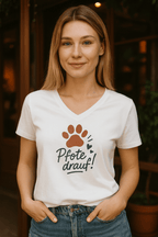Bio-V-Neck Shirt „Pfote drauf!“ – feminin & fair