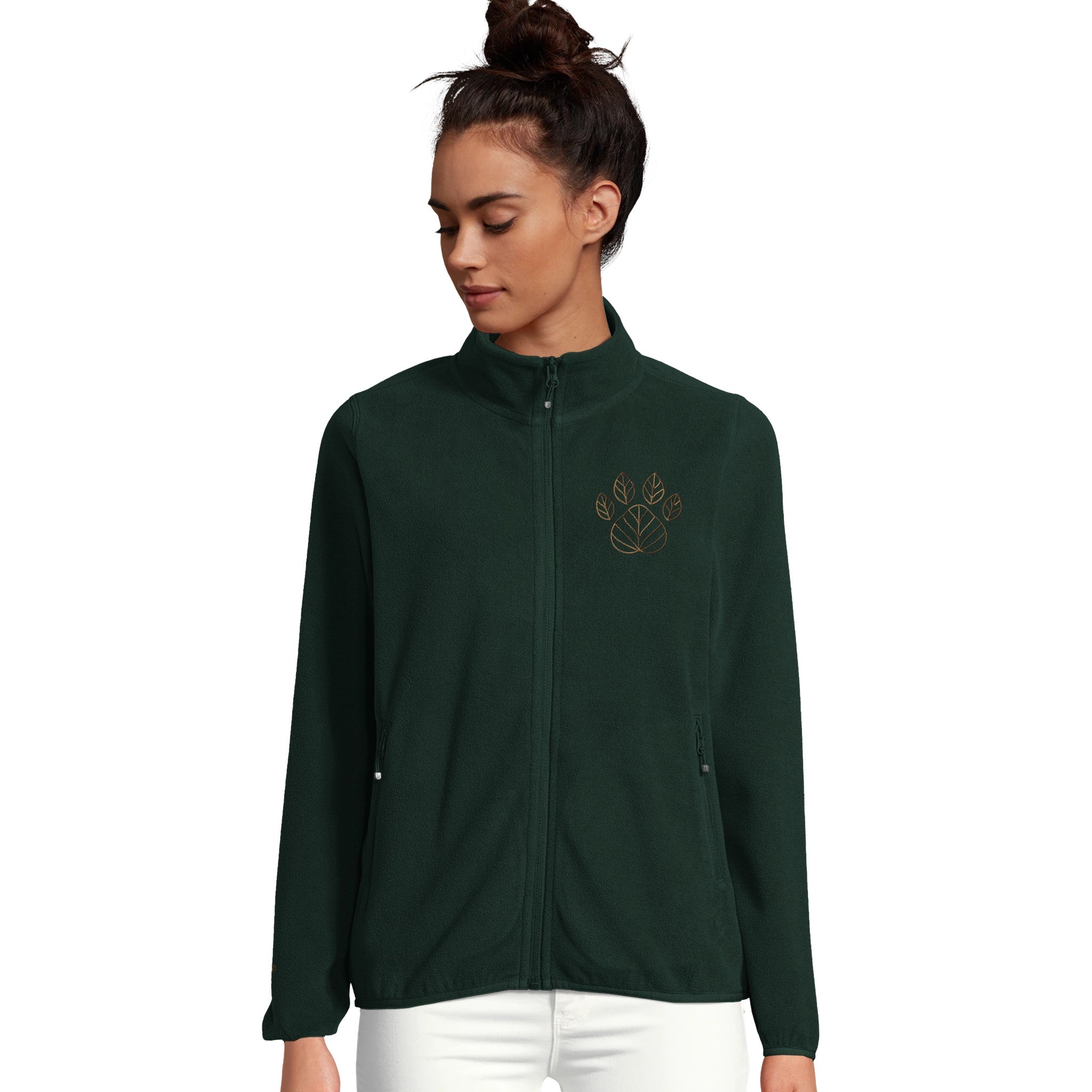 Damen Fleecejacke mit gesticktem Pfoten-Logo-petllective