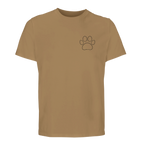 „Unisex Organic T-Shirt in Sand mit minimalistischer Line-Paw Brustgrafik – Petllective Pawrent Essentials“