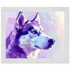 Abstrakter Husky-Portrait-Kunstdruck – Gerahmtes Premium-Poster in faszinierenden Lila-Tönen-petllective