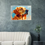 Golden Retriever im Mosaik-Stil: Premium-Poster mit Holzrahmen – für dein Zuhause in verschiedenen Größen & Rahmenfarben-petllective