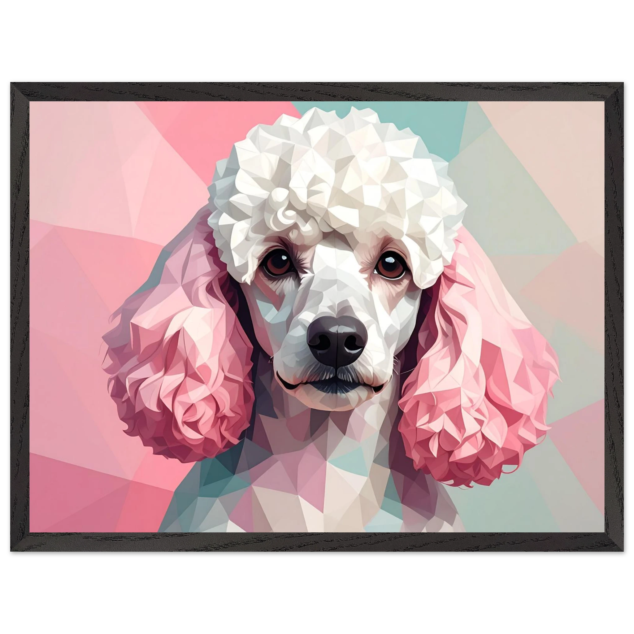 Abstrakter Pudel: Premium-Poster mit Holzrahmen in deinem Wunschformat und Rahmenfarbe-petllective