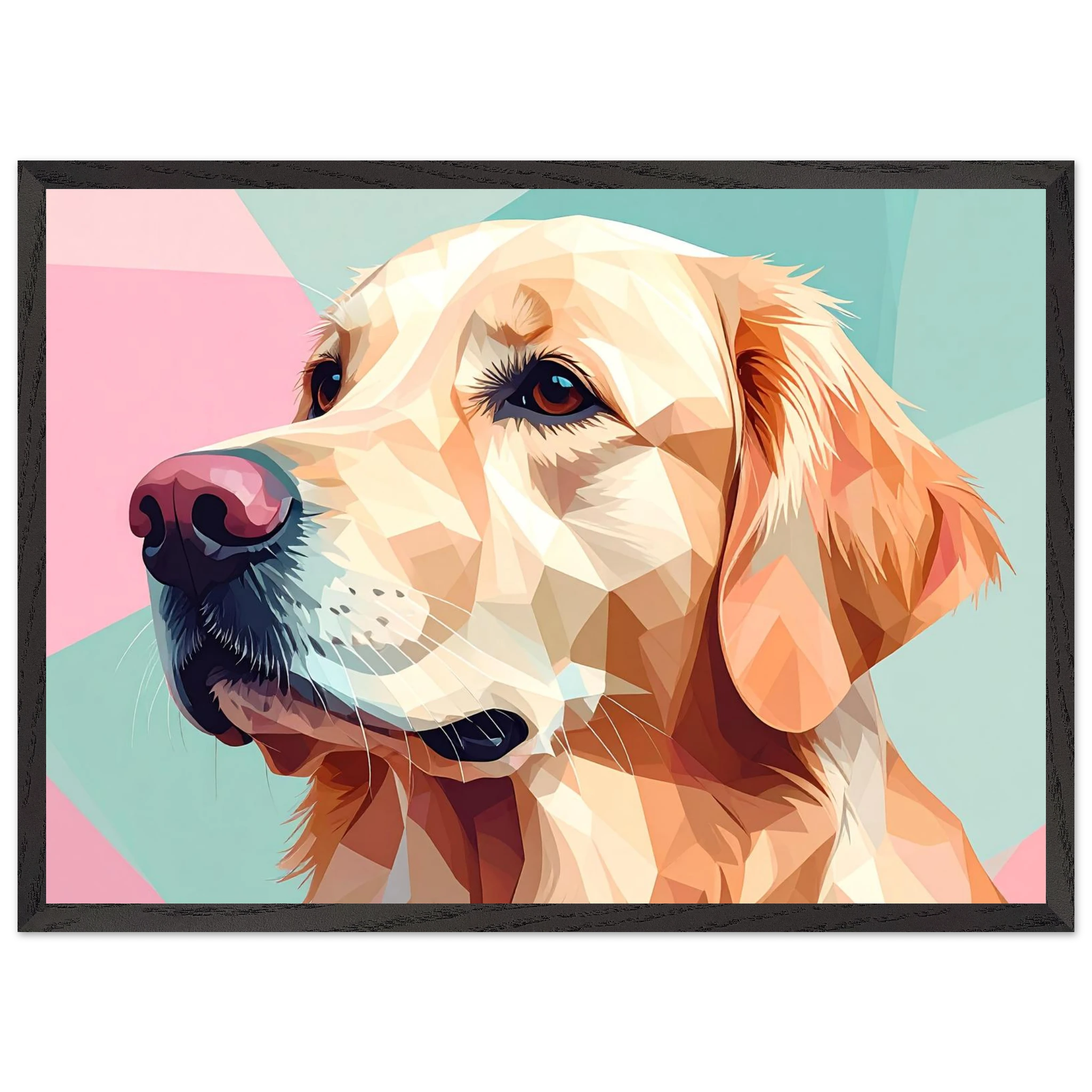 Abstrakter Golden Retriever: Premium-Poster mit Holzrahmen in deinem Wunschformat-petllective
