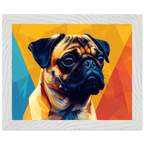 Abstrakter Mops-Kunstdruck: Premium-Poster mit Holzrahmen in leuchtendem, modernem Stil-petllective