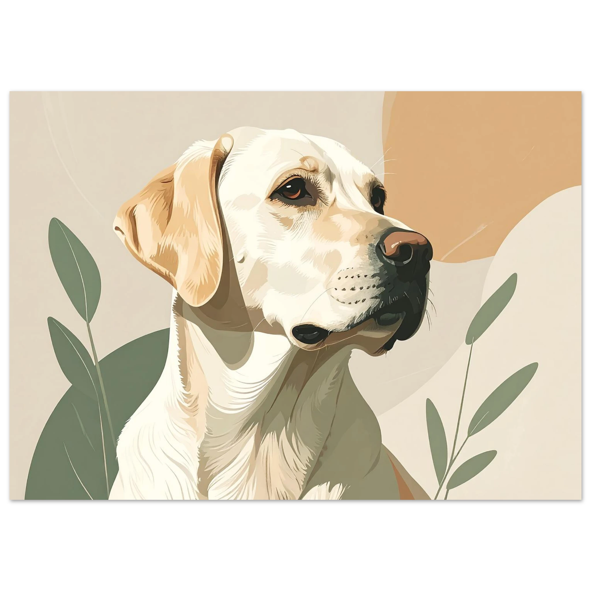 Minimalist Labrador Retriever Kunstdruck: Elegante Haustierporträts in sanften Farben-petllective