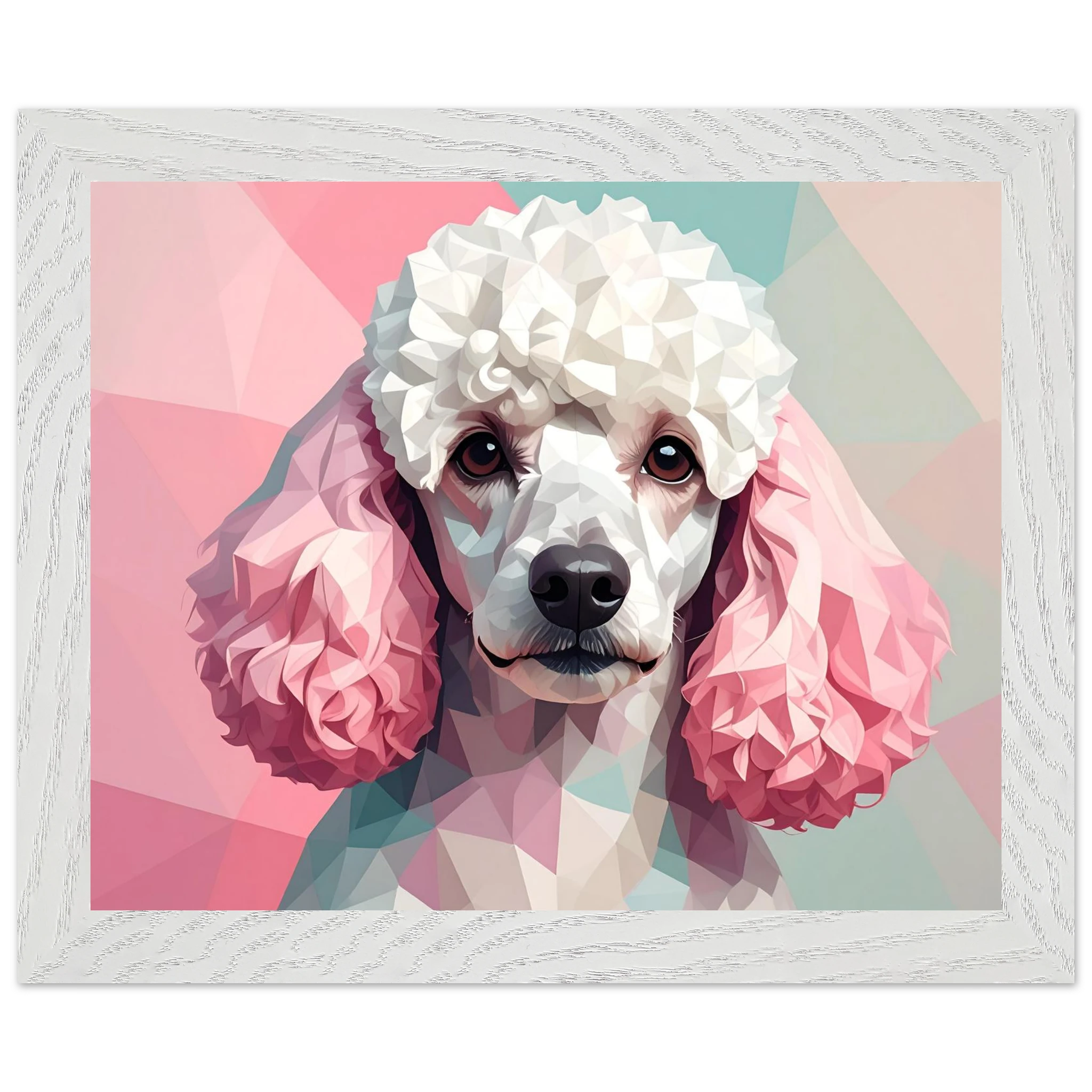 Abstrakter Pudel: Premium-Poster mit Holzrahmen in deinem Wunschformat und Rahmenfarbe-petllective
