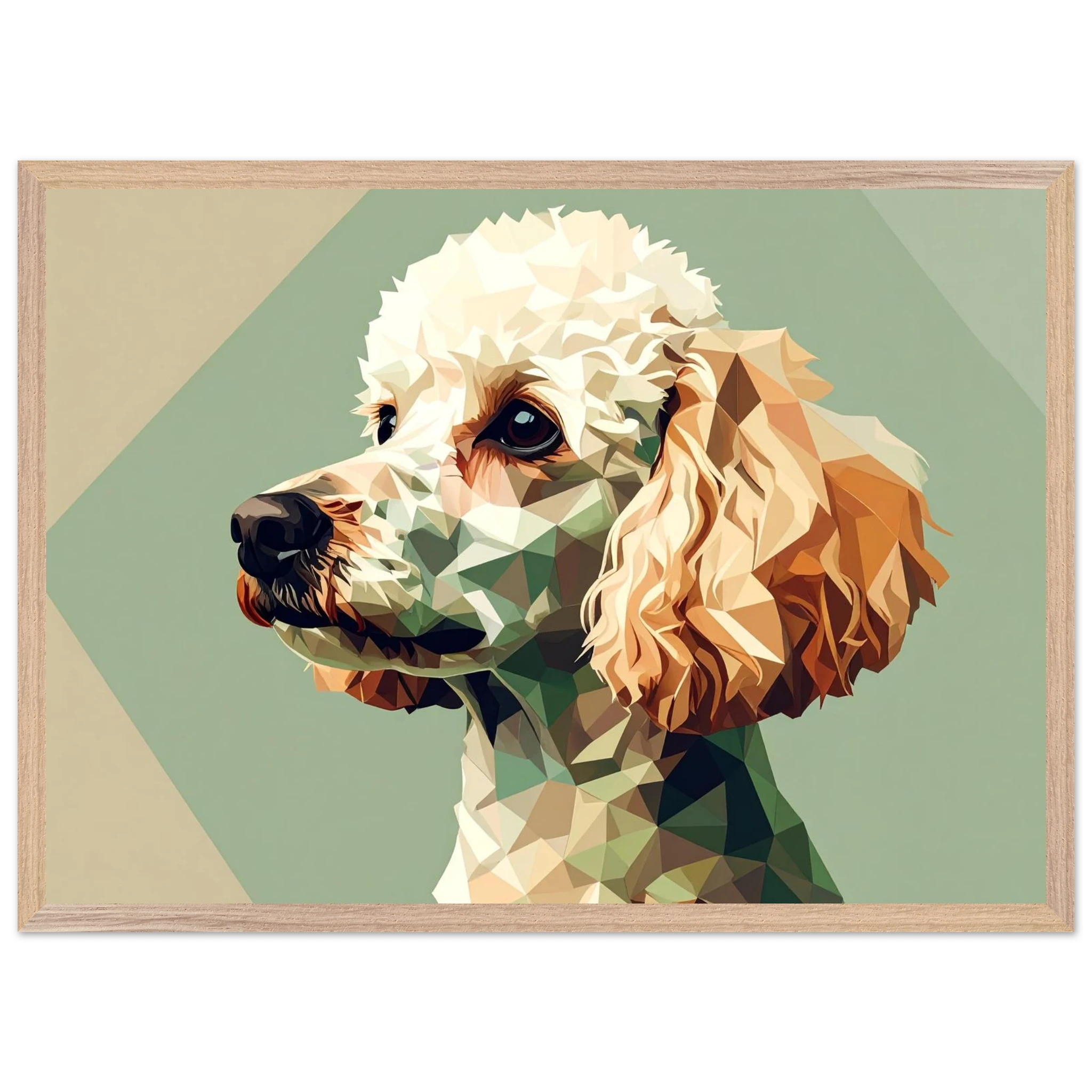 Abstrakter Pudel: Premium-Poster aus halbmattem Premium-Papier mit Holzrahmen – Modernes Haustier-Design-petllective