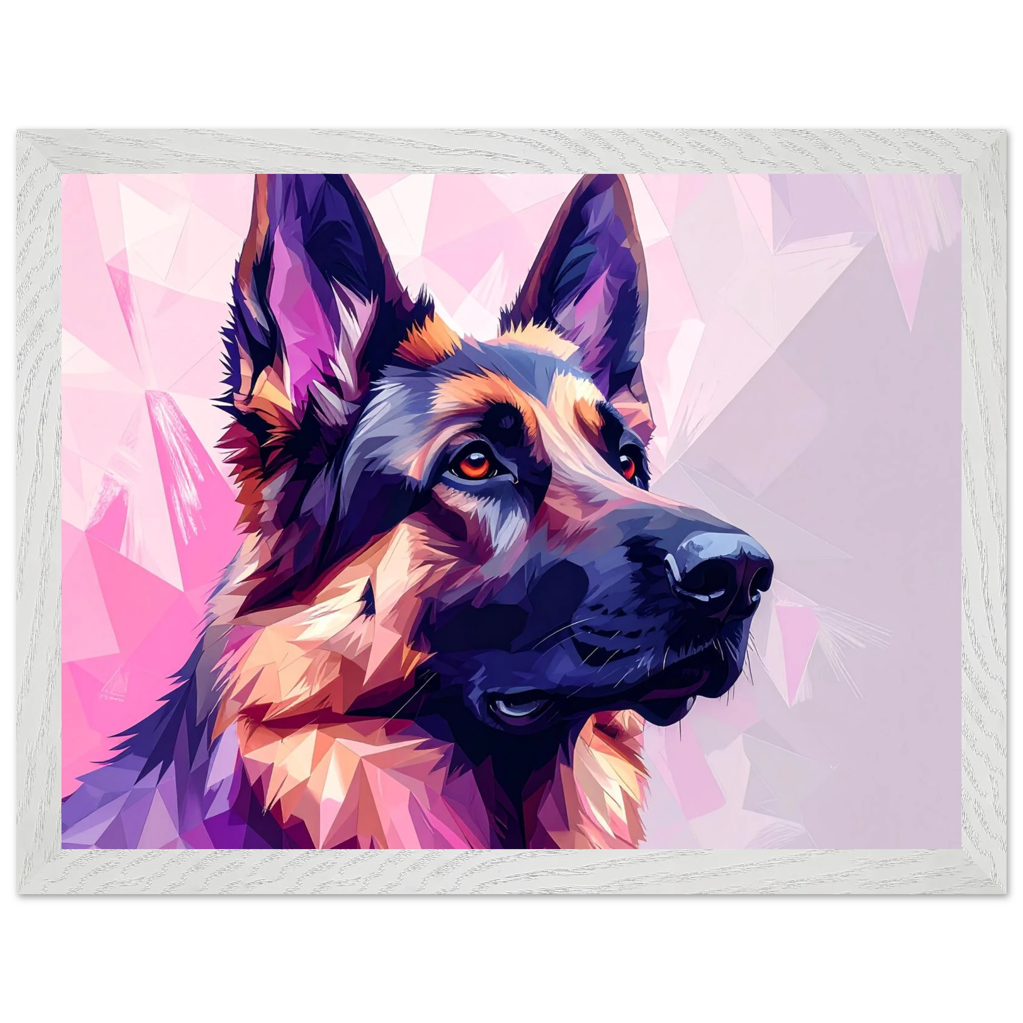 Abstrakter Schäferhund Kunstdruck – Premium Poster mit lebendigem Polygondesign-petllective
