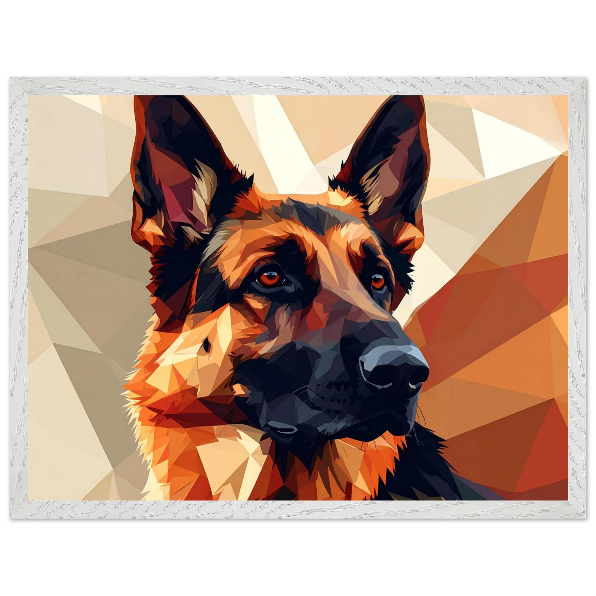 Abstrakter Schäferhund: Premium-Poster aus halbmattem Papier mit Holzrahmen – in verschiedenen Größen und Rahmenfarben-petllective