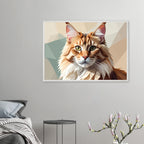 Abstrakte Maine Coon Katze: Premium-Poster aus halbmattem Premium-Papier mit Holzrahmen-petllective