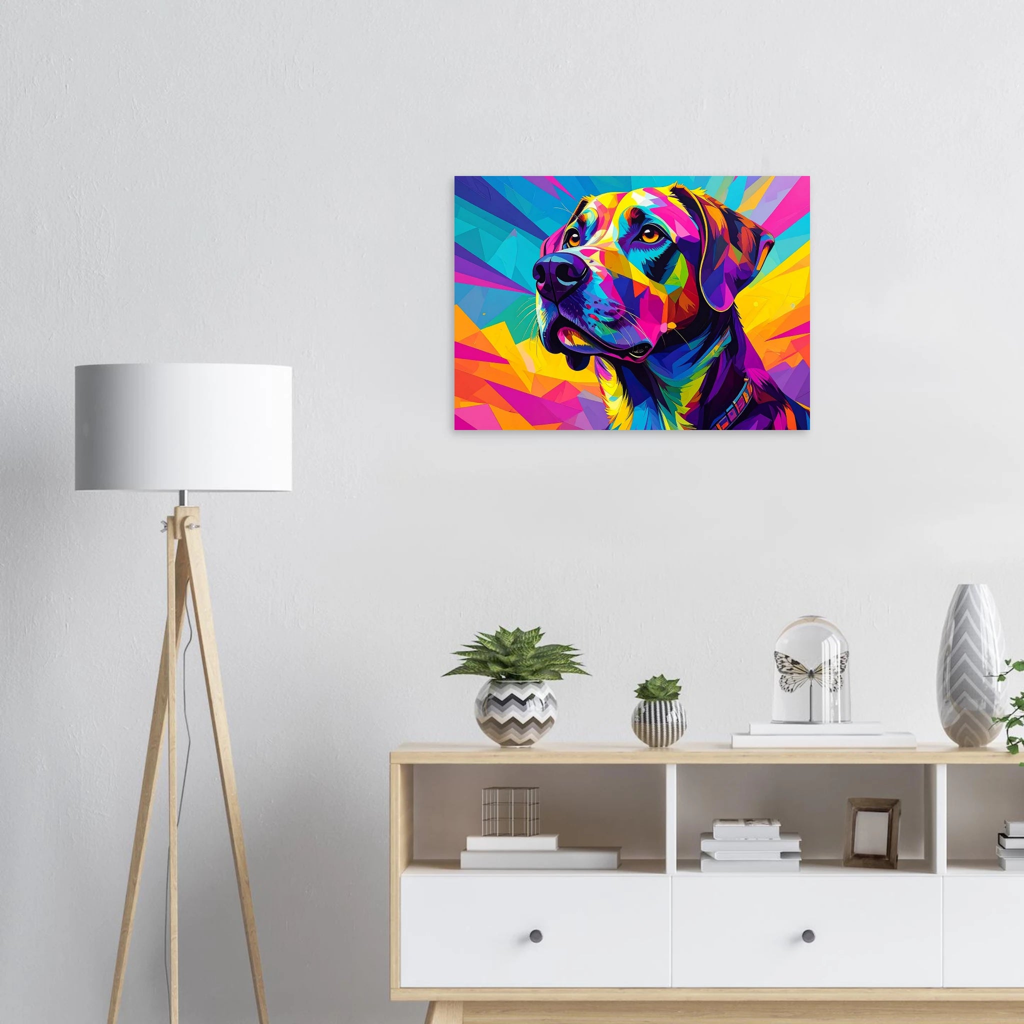 Hund Pop Art Kunstdruck Wandbild – Farbexplosion für moderne Wohnräume-petllective