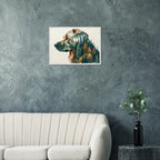 Hund Wald & Berge Wandbild – Premium Poster mit Rahmen-petllective