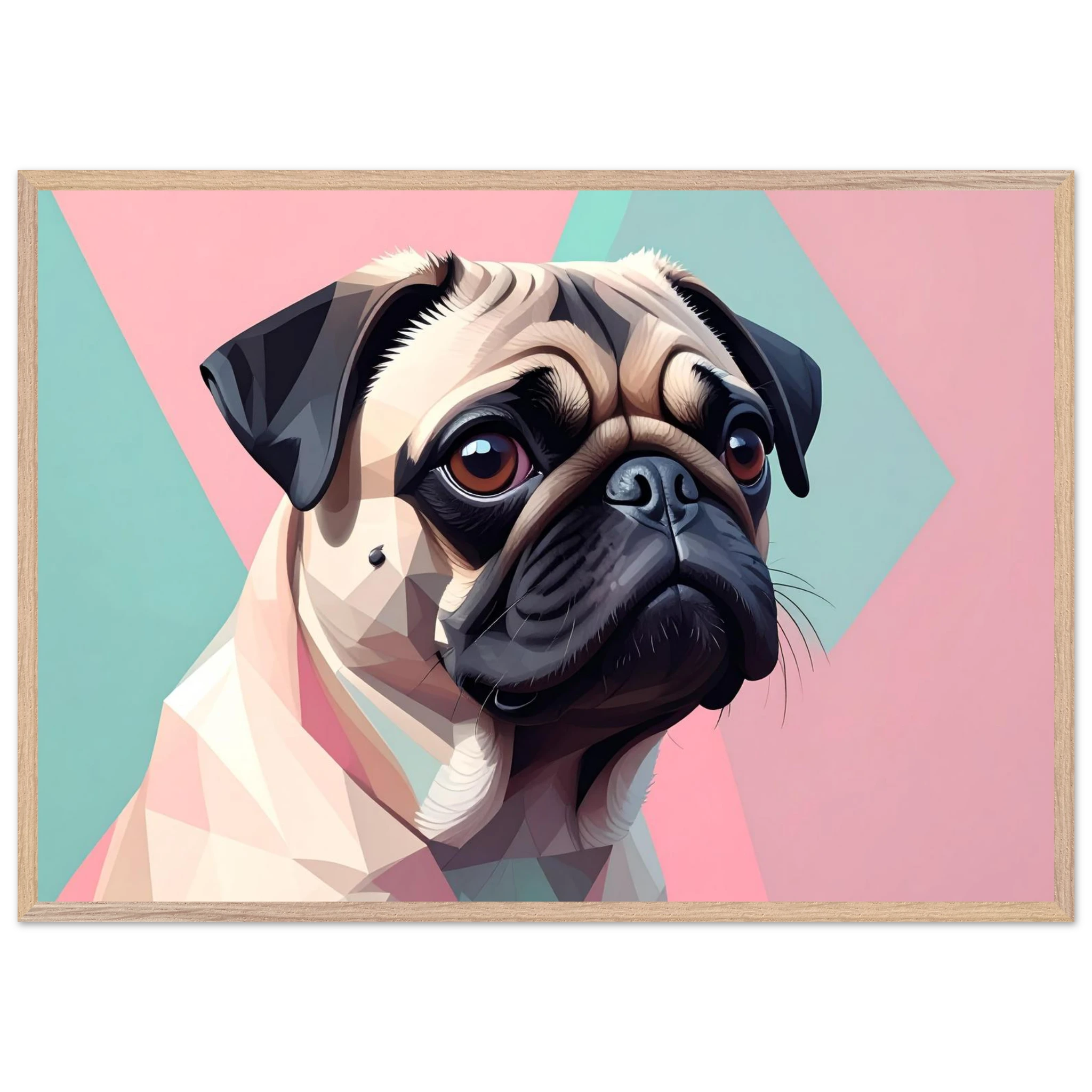 Niedlicher Mops im Pop-Art-Stil: Gerahmtes Premium-Poster mit lebendigen Farben und verschiedenen Rahmungen-petllective