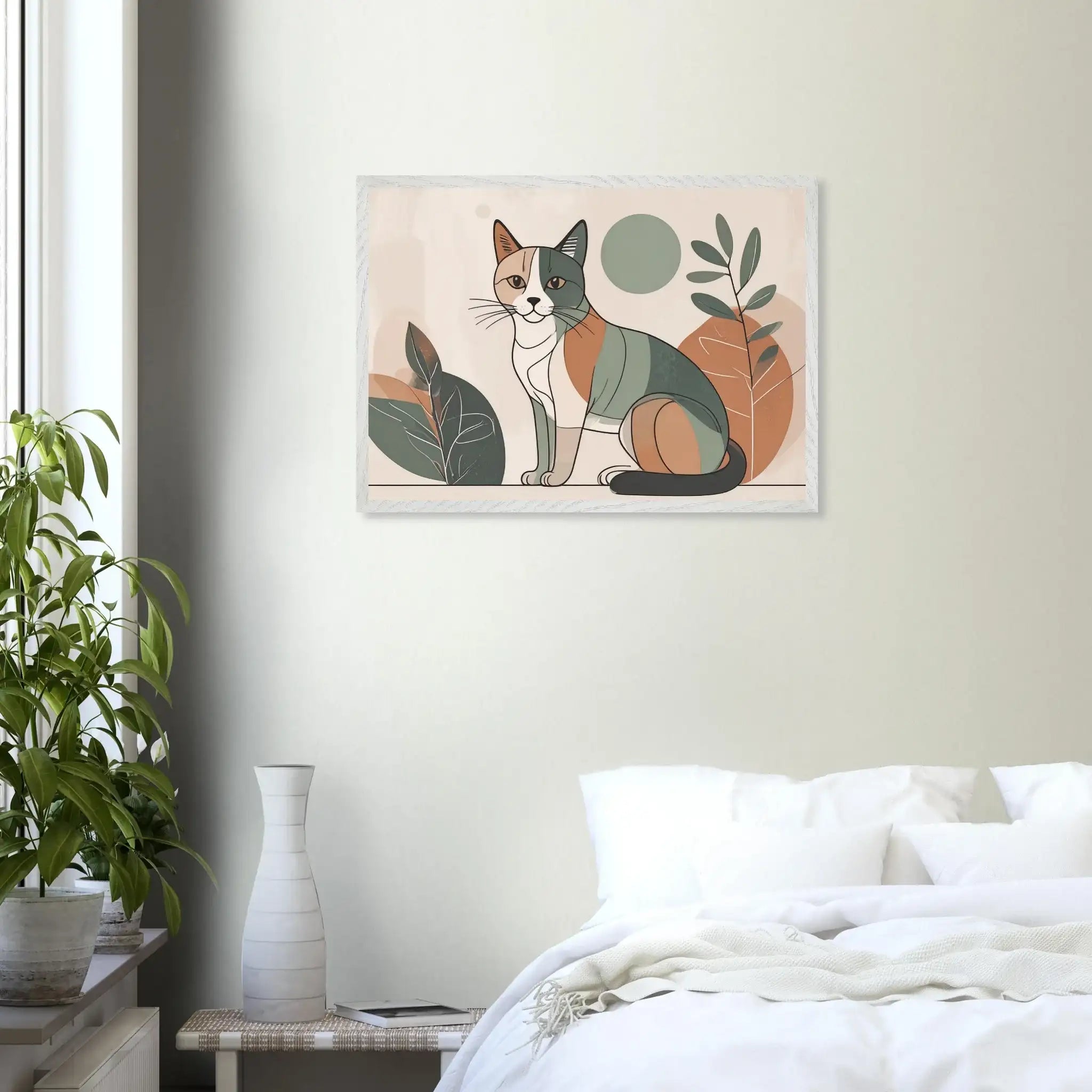 Katzen Wandbild im Scandi-Style – Premium Poster mit Holzrahmen-petllective