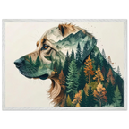 Hund Wald & Berge Wandbild – Premium Poster mit Rahmen-petllective