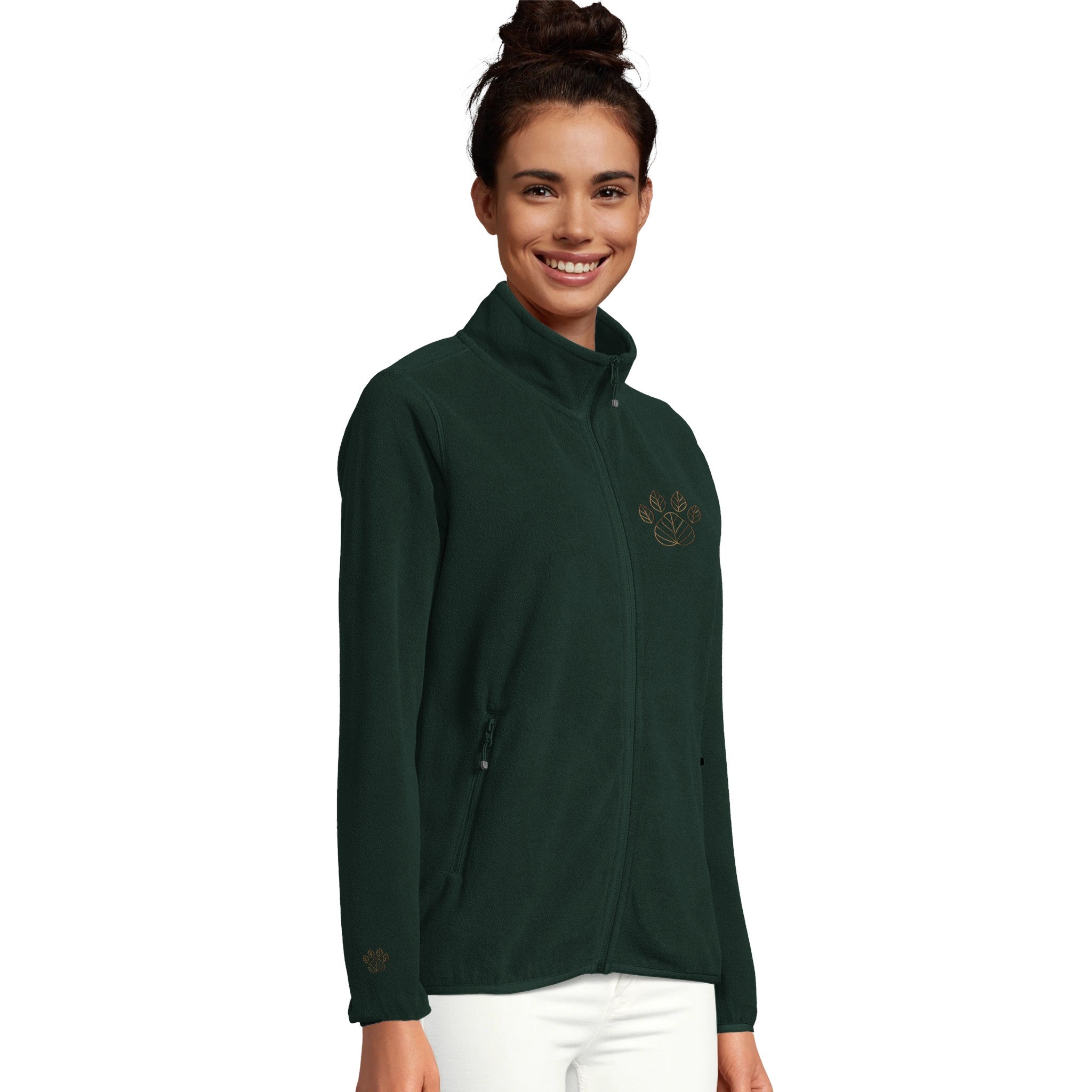 Damen Fleecejacke mit gesticktem Pfoten-Logo-petllective