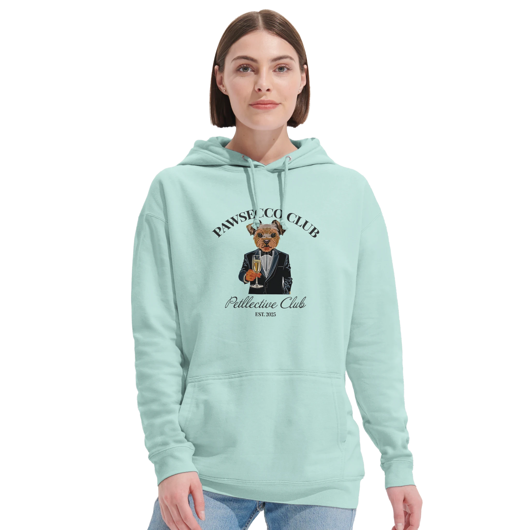 Hoodie „Pawsecco Club“ – Unisex Kapuzenpullover aus Bio-Baumwolle-petllective