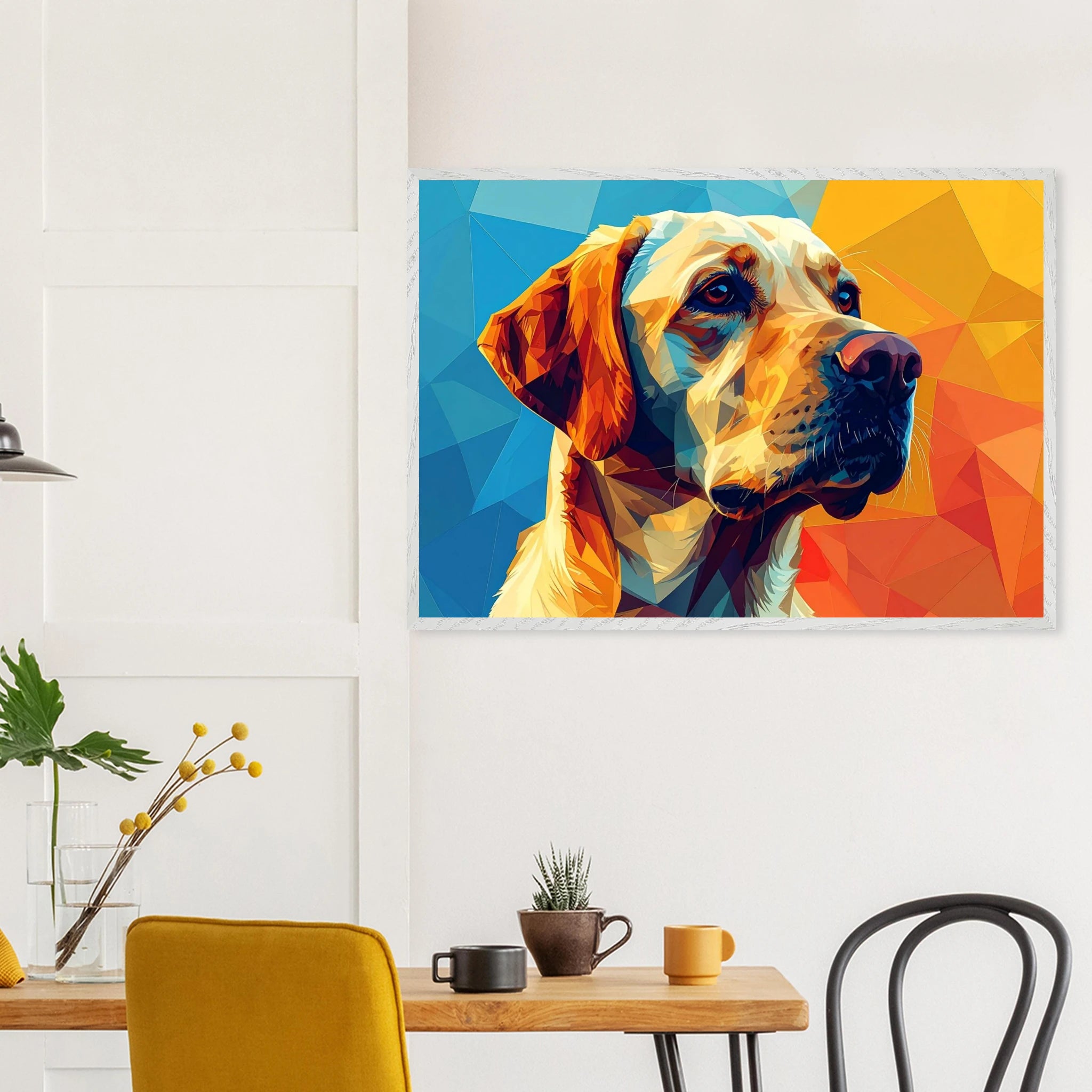 Labrador-Retriever-Portrait: Premium-Poster aus halbmattem Premium-Papier mit Holzrahmen-petllective