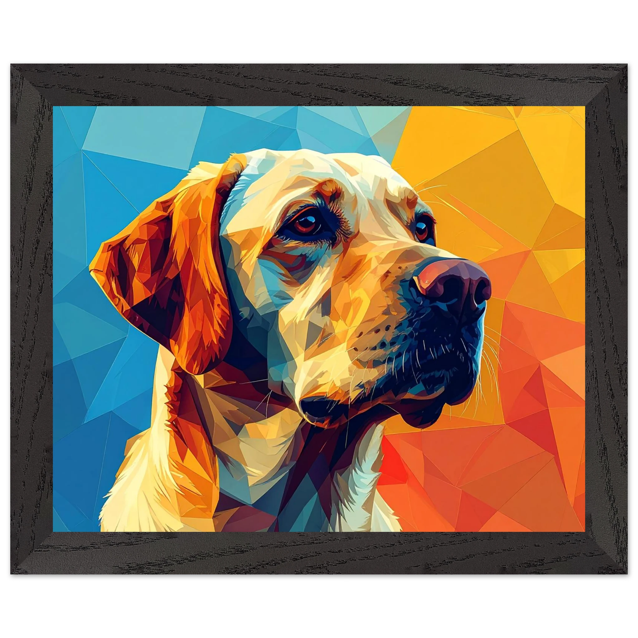 Labrador-Retriever-Portrait: Premium-Poster aus halbmattem Premium-Papier mit Holzrahmen-petllective