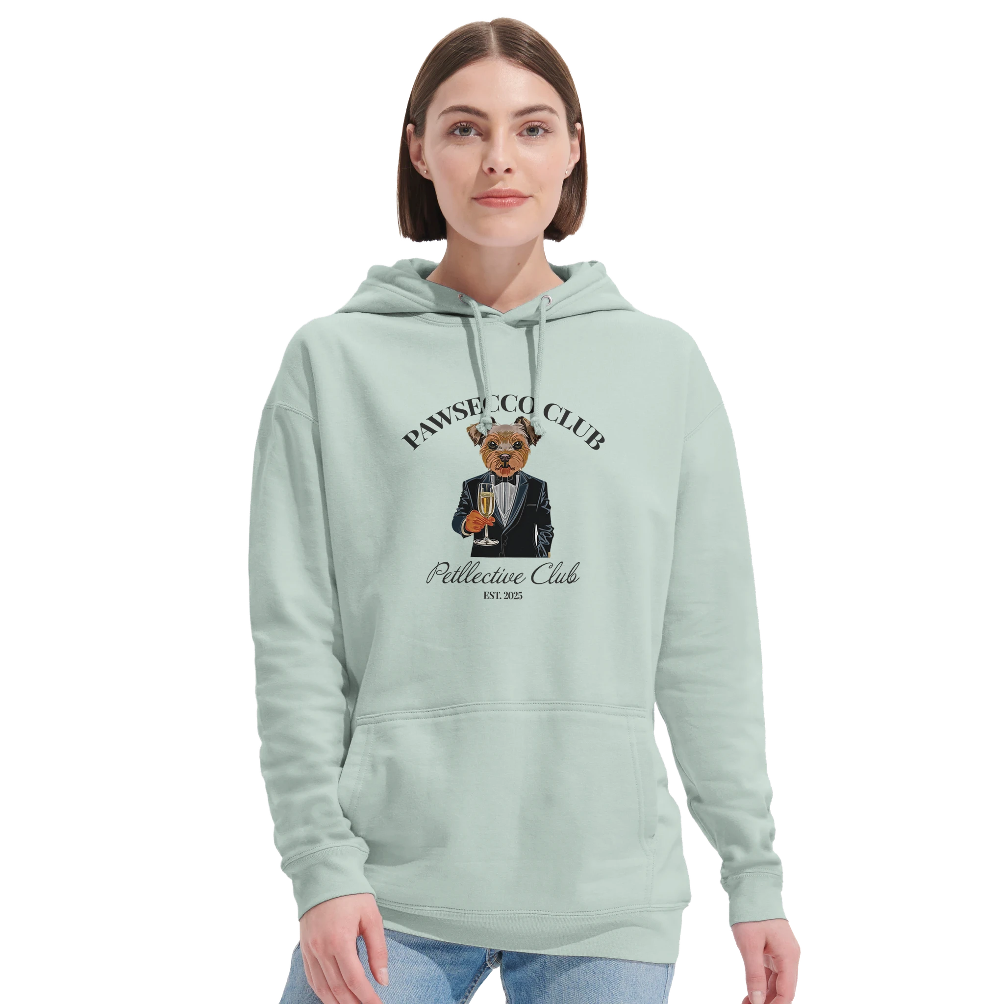 Hoodie „Pawsecco Club“ – Unisex Kapuzenpullover aus Bio-Baumwolle-petllective