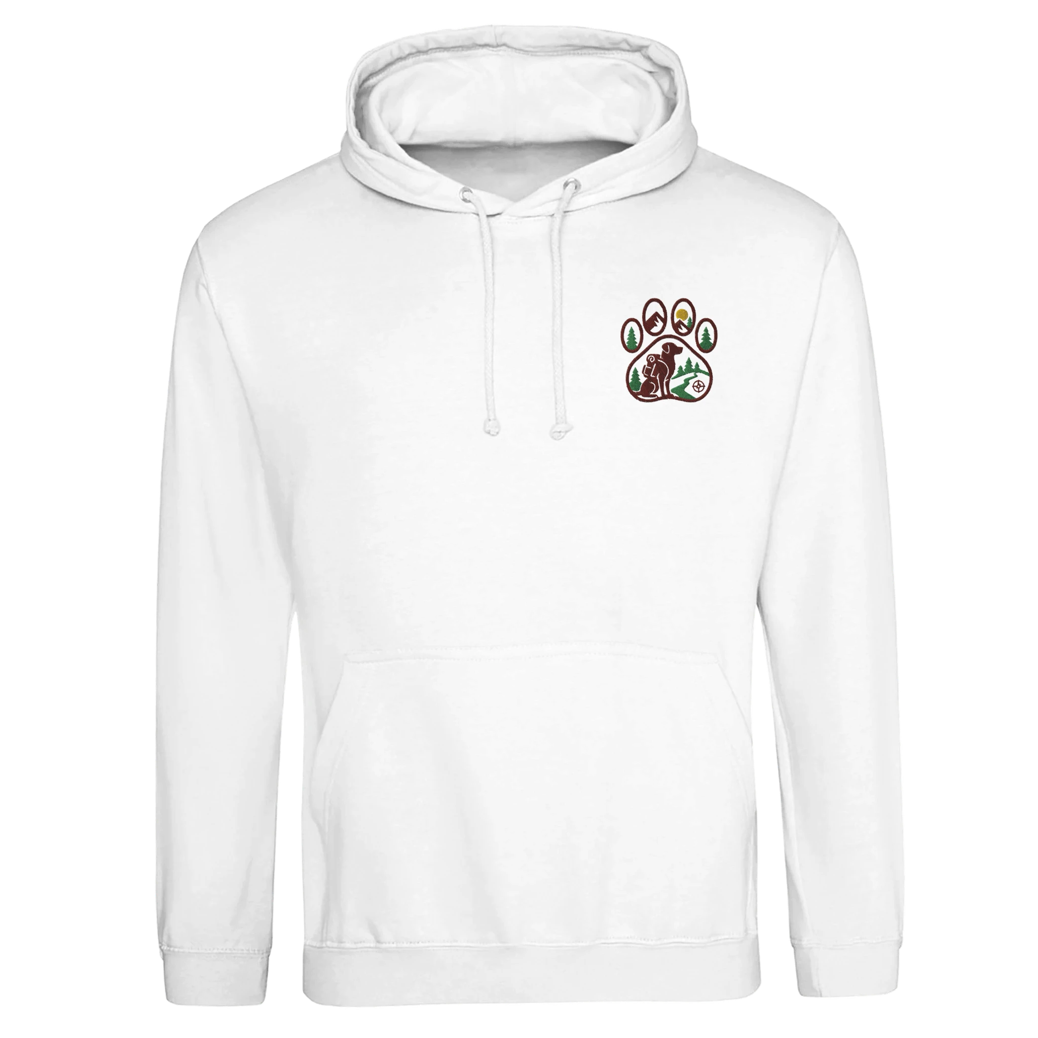 Wanderlust Unisex College Hoodie mit gesticktem Pfoten-Motiv – Design für Abenteurer-petllective