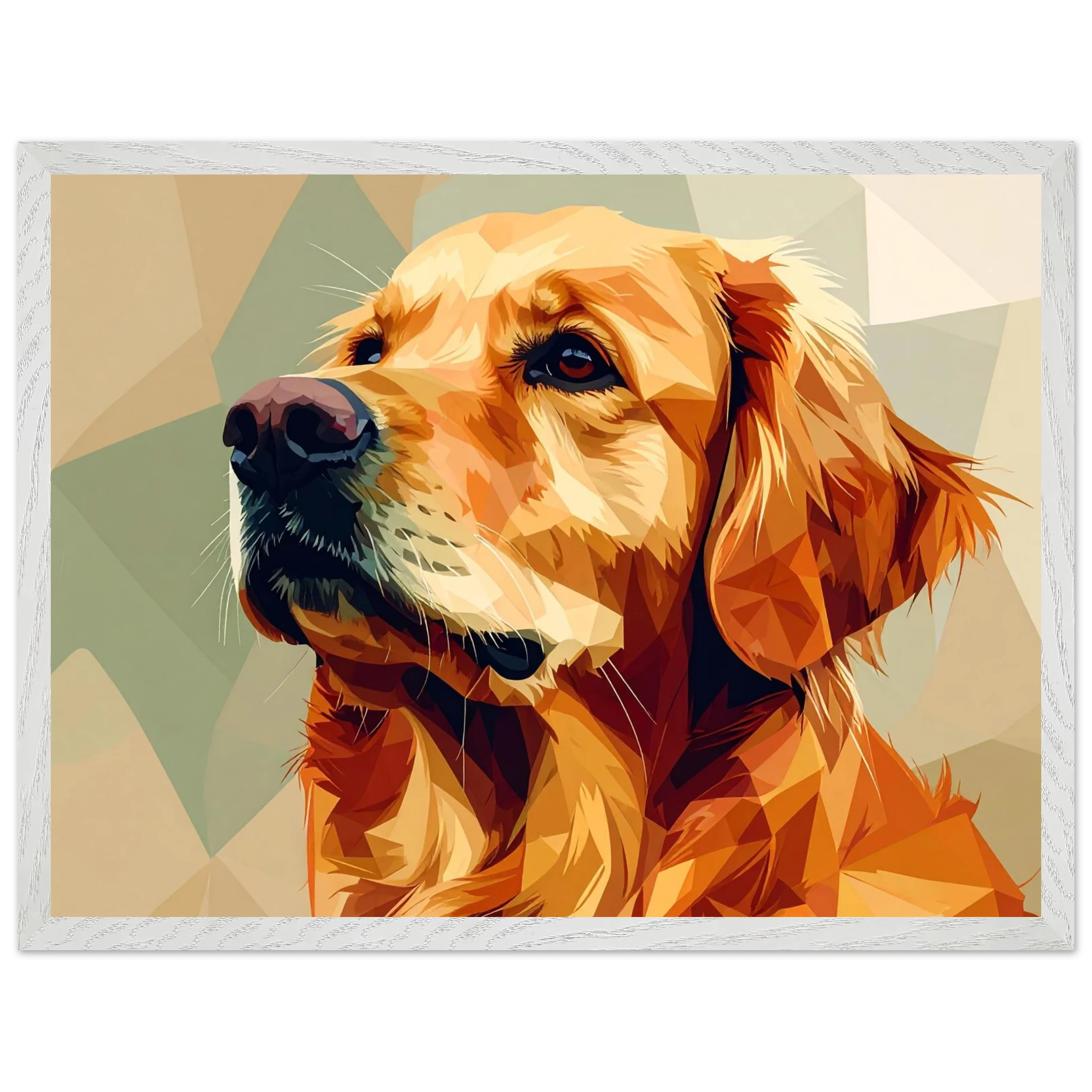 Golden Retriever Pop Art Premium-Poster mit Holzrahmen – Lebendige Wandkunst in deiner Wunschgröße und Rahmenfarbe-petllective