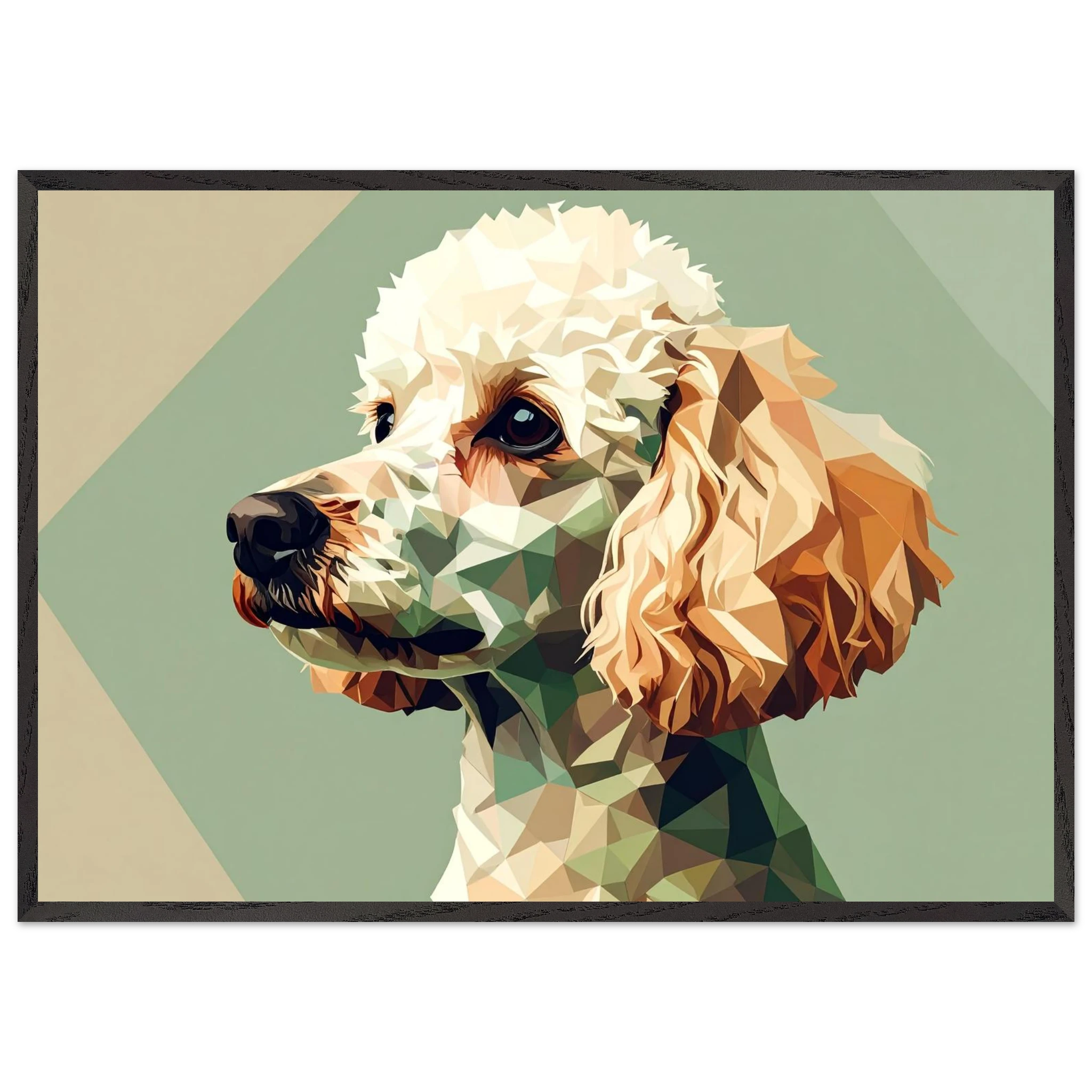 Abstrakter Pudel: Premium-Poster aus halbmattem Premium-Papier mit Holzrahmen – Modernes Haustier-Design-petllective