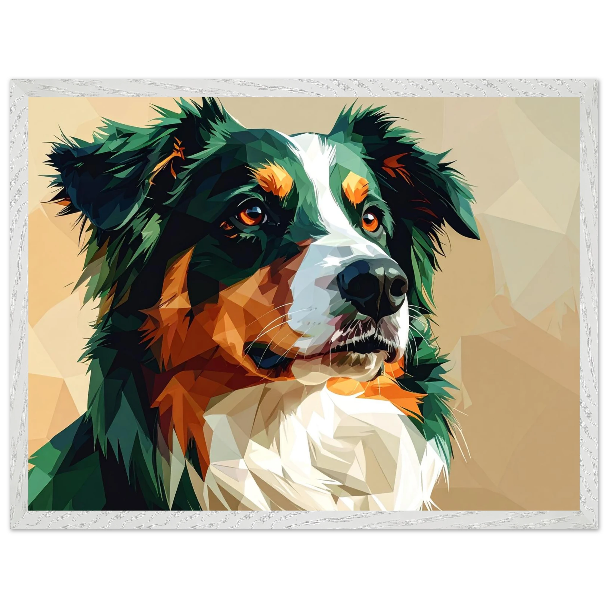 Australian Shepherd im Pop-Art-Stil – Premium-Poster mit Holzrahmen-petllective
