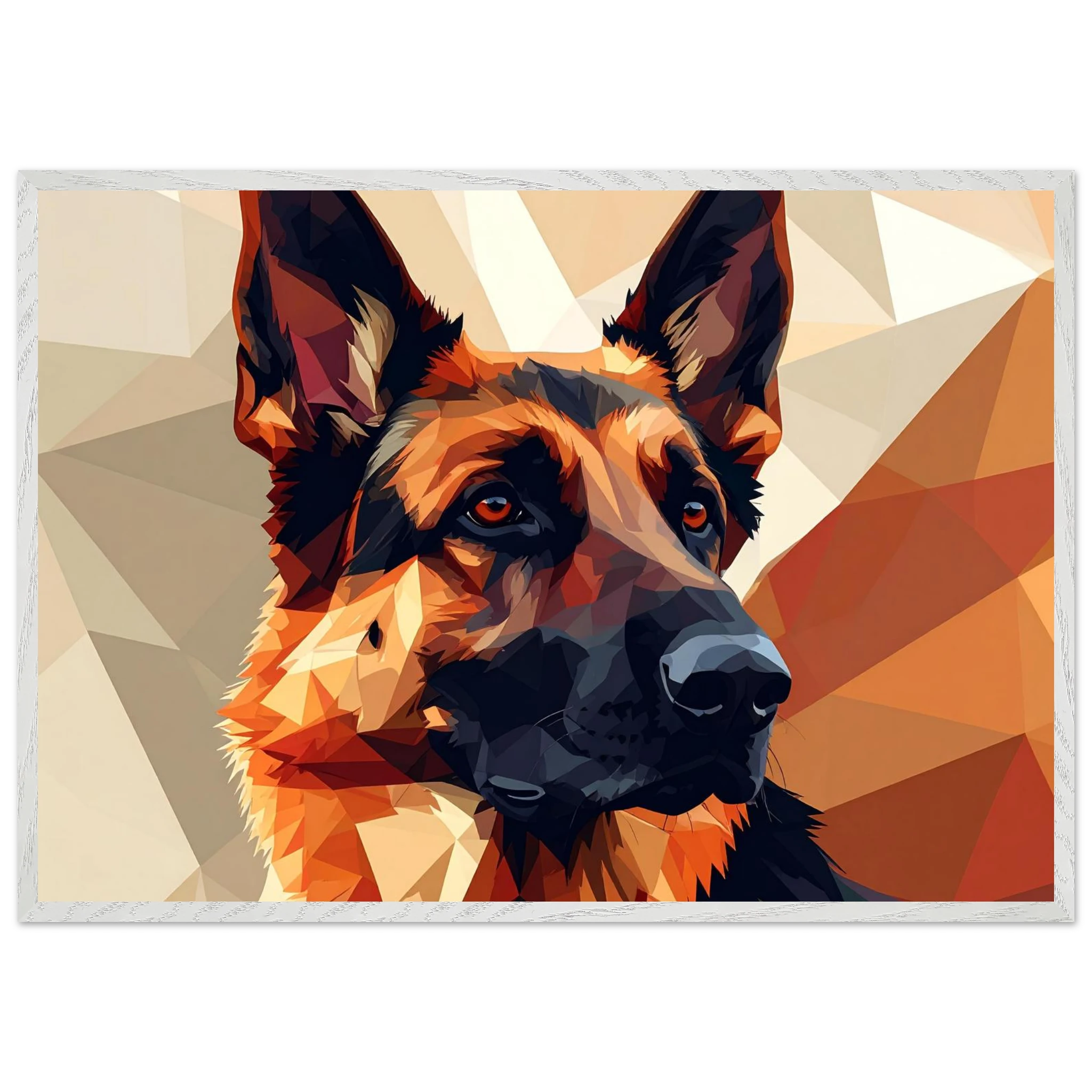 Abstrakter Schäferhund: Premium-Poster aus halbmattem Papier mit Holzrahmen – in verschiedenen Größen und Rahmenfarben-petllective