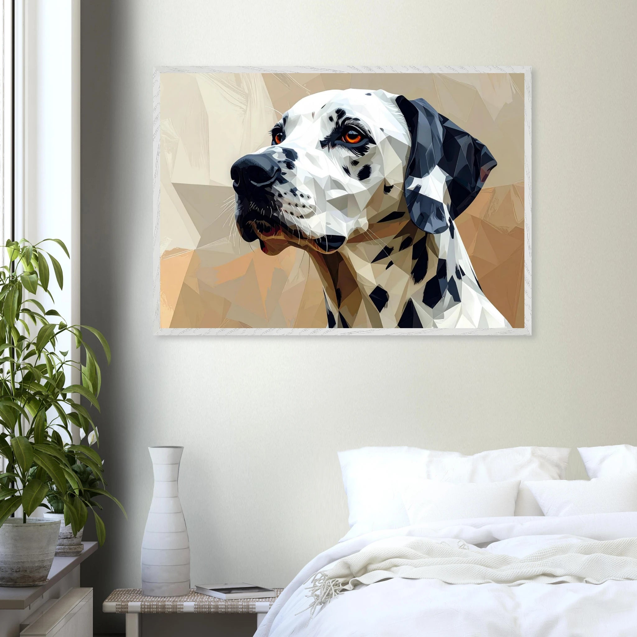 Geometrisches Dalmatiner Kunst-Poster – Gerahmt, für Modernes Interieur mit Charakter-petllective