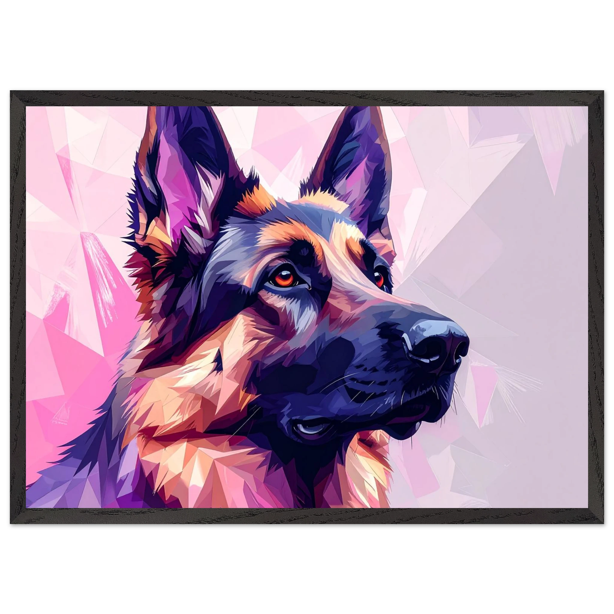 Abstrakter Schäferhund Kunstdruck – Premium Poster mit lebendigem Polygondesign-petllective