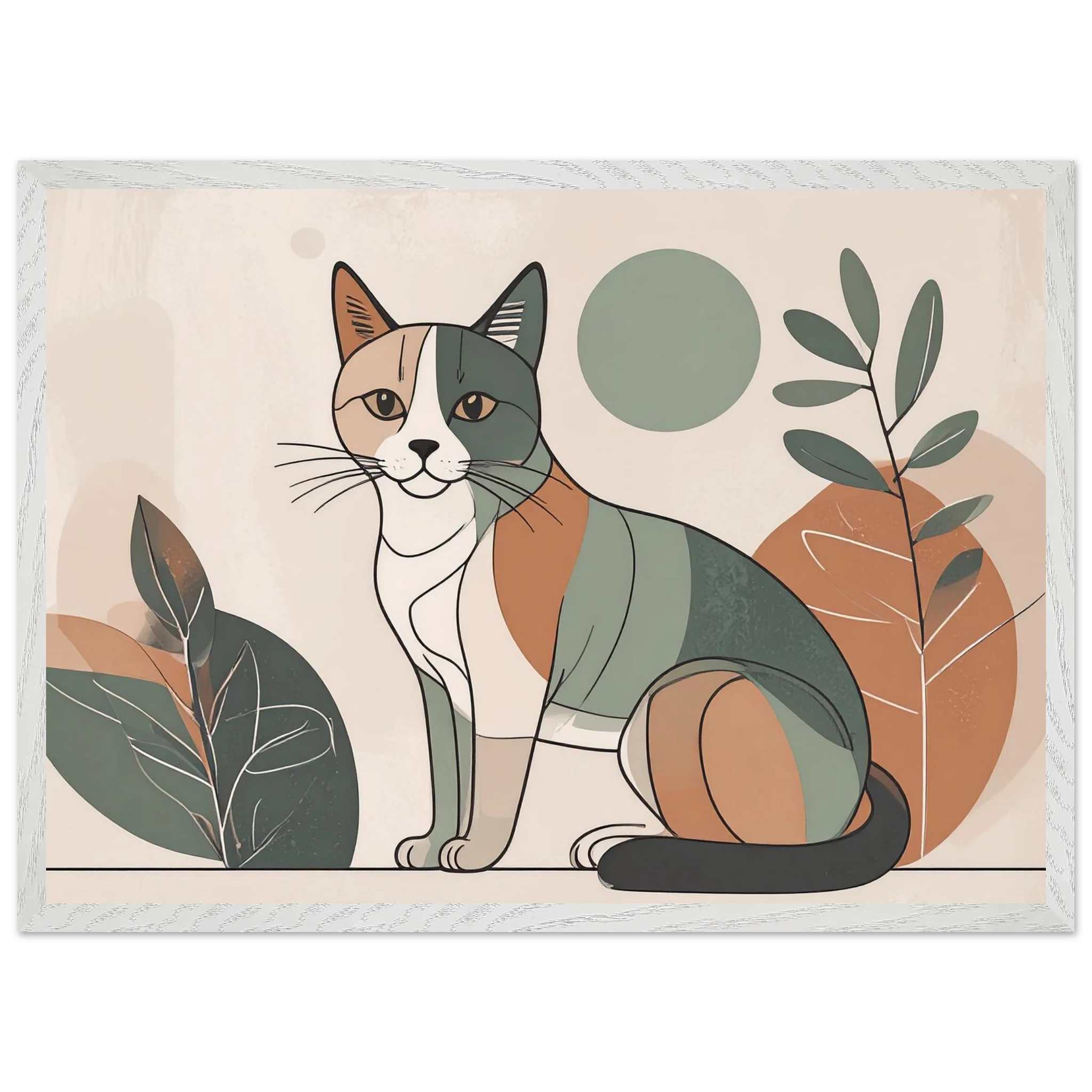 Katzen Wandbild im Scandi-Style – Premium Poster mit Holzrahmen-petllective