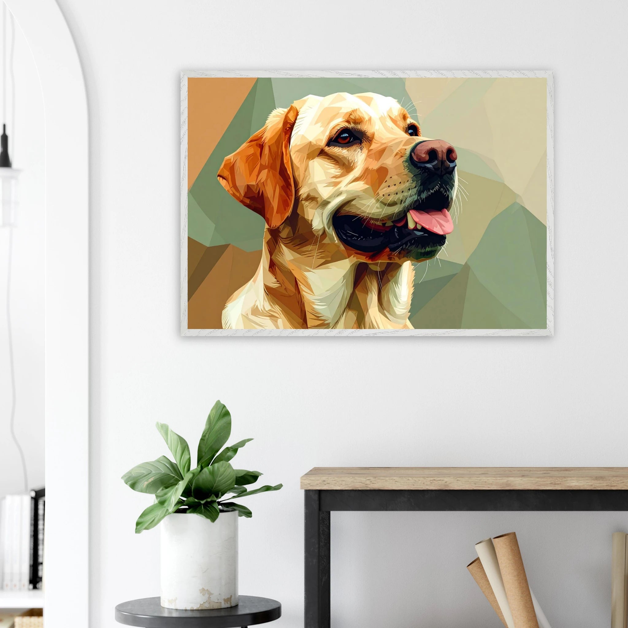 Abstrakter Labrador: Gerahmtes Premium-Poster in facettenreichen Farben – Dein perfekter Wandschmuck-petllective