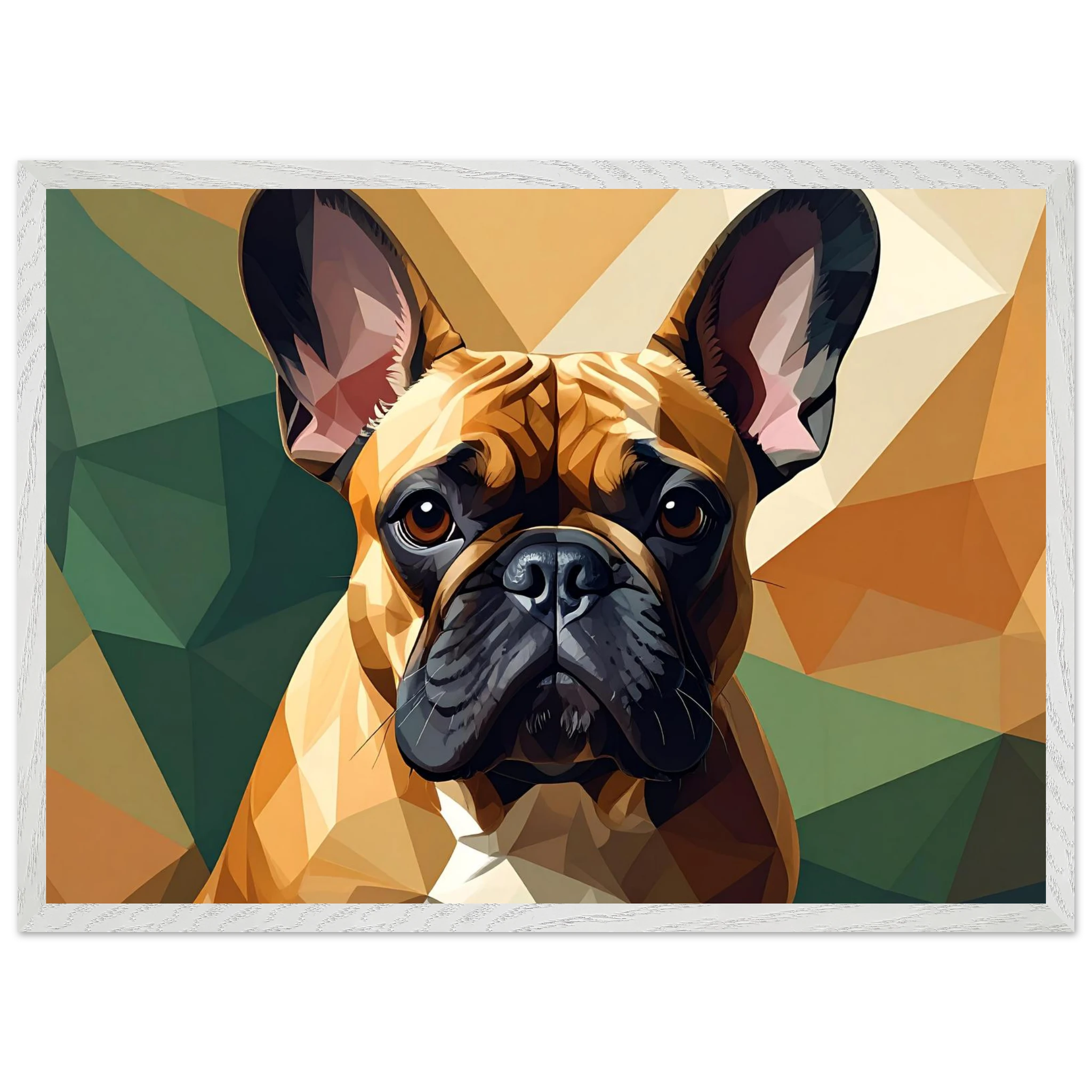 Französische Bulldogge im Polygondesign – Gerahmtes Premium-Poster für moderne Kunstliebhaber-petllective