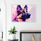 Abstrakter Schäferhund Kunstdruck – Premium Poster mit lebendigem Polygondesign-petllective