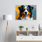 Bunter Hundeporträt-Poster: Premium-Poster aus halbmattem Premium-Papier mit Holzrahmen-petllective