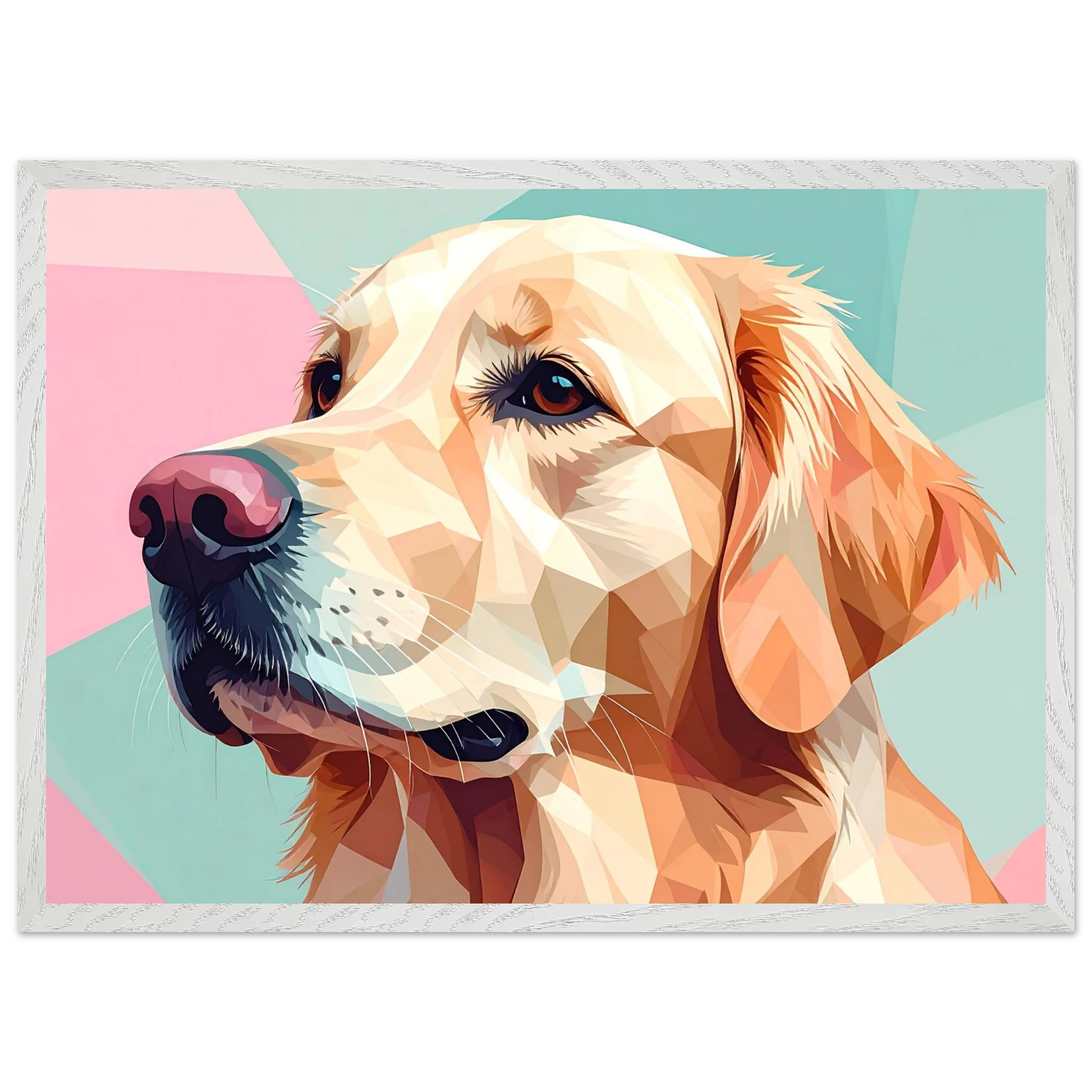 Abstrakter Golden Retriever: Premium-Poster mit Holzrahmen in deinem Wunschformat-petllective