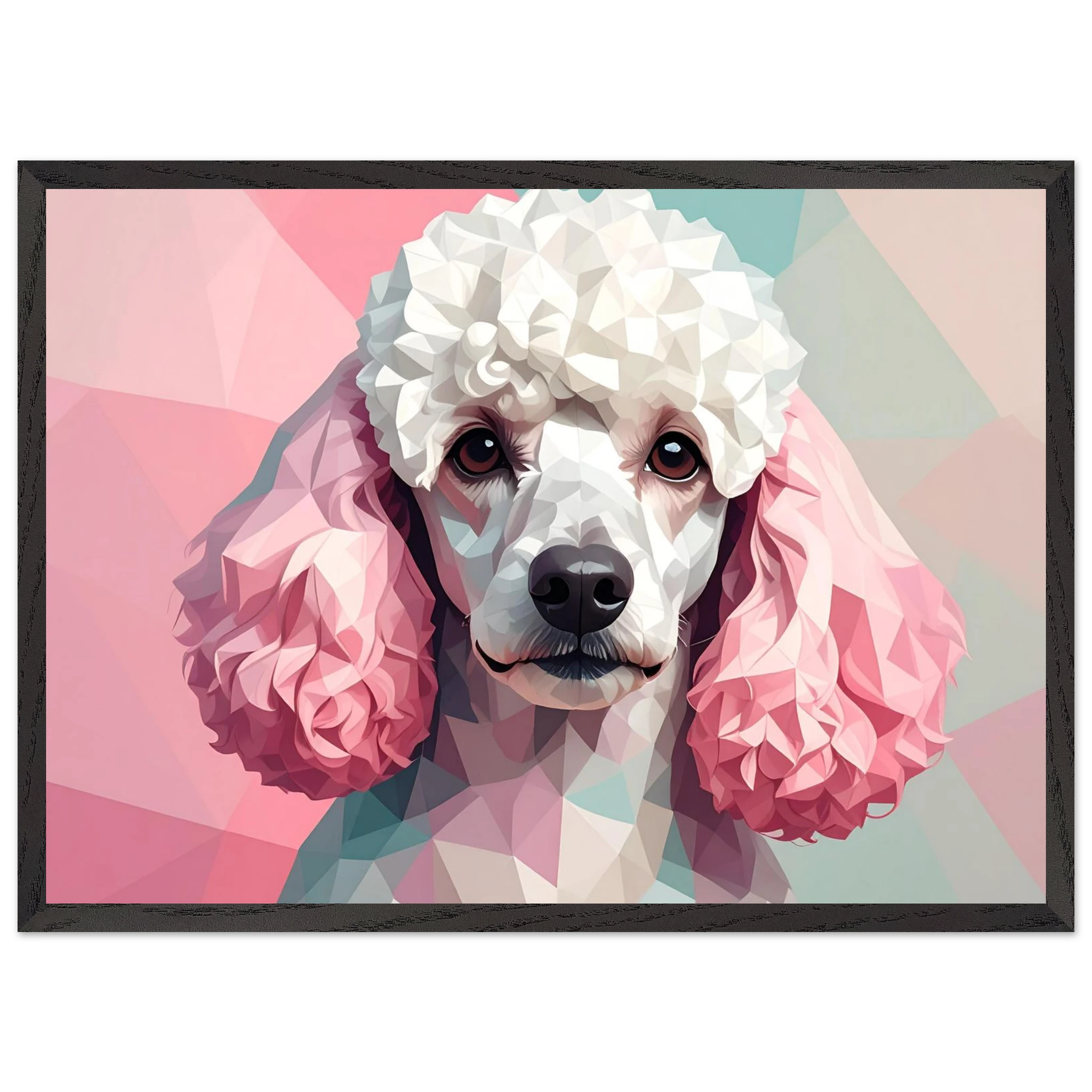 Abstrakter Pudel: Premium-Poster mit Holzrahmen in deinem Wunschformat und Rahmenfarbe-petllective