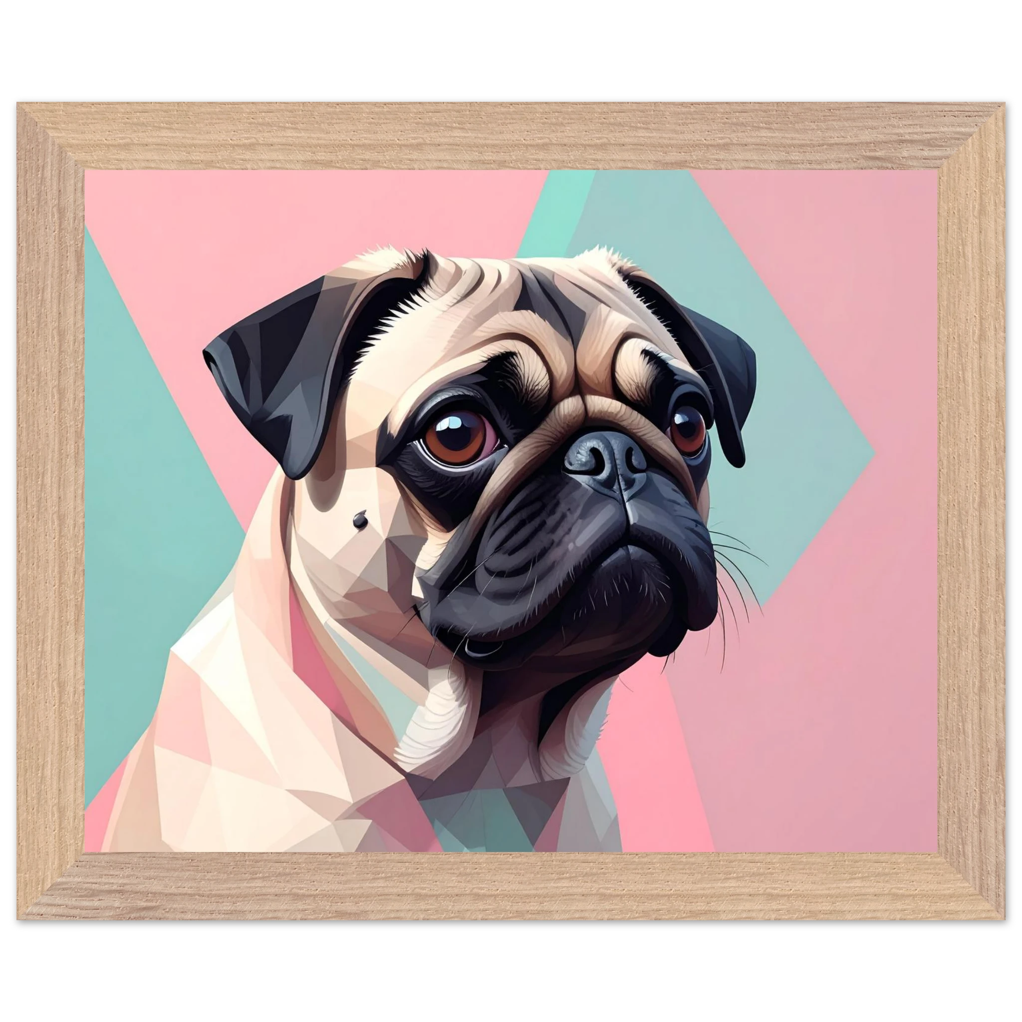 Niedlicher Mops im Pop-Art-Stil: Gerahmtes Premium-Poster mit lebendigen Farben und verschiedenen Rahmungen-petllective